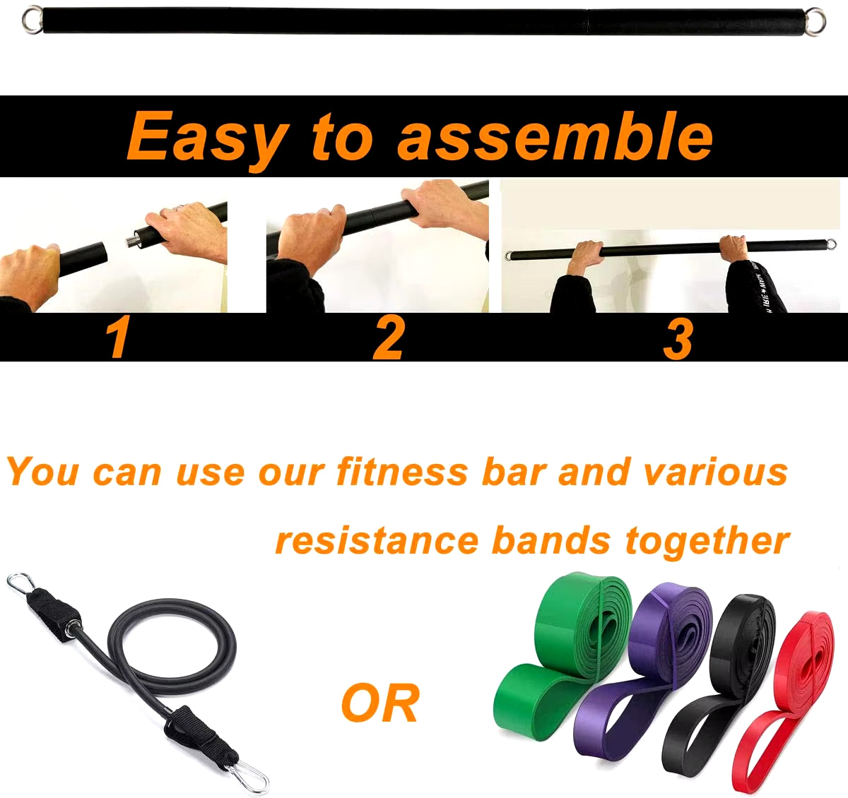 Workout Bar Fitness Resistance Bands Set Pilates Yoga Pull Rope Exercise Training Expander Gym Equipment for Home Bodybuilding